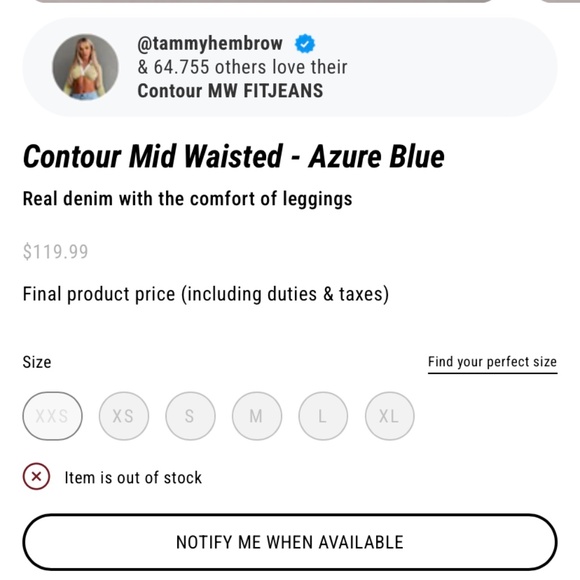 Fitjeans Contour Mid Waisted - Azure Blue - Picture 11 of 13